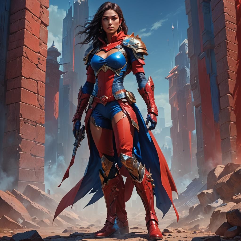 Heroic Fantasy Portrait with Red Attire in 8K