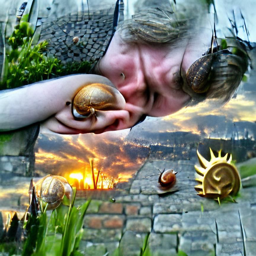 Distant Future: Earth, Sun, Person, and Snail
