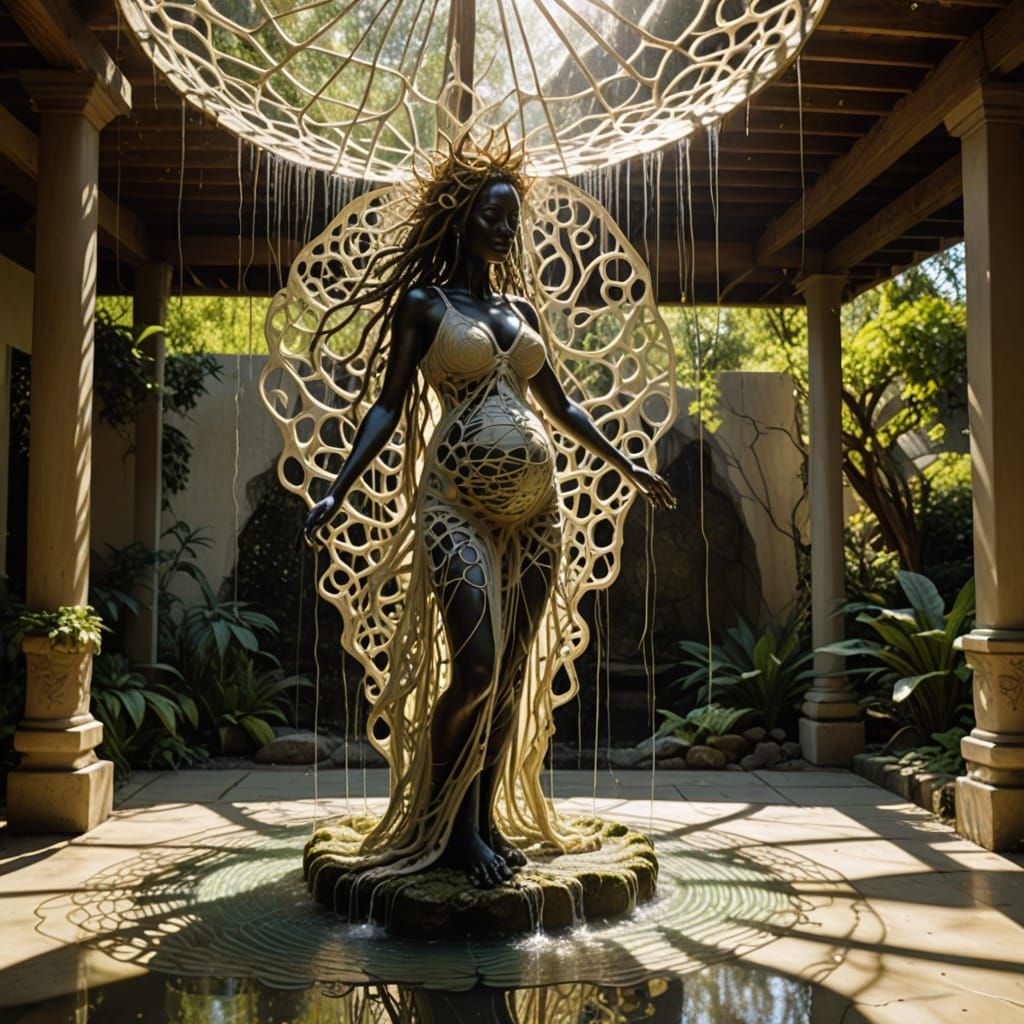 Ethereal Nymph Dancer in Surreal Fractal Dreamscape