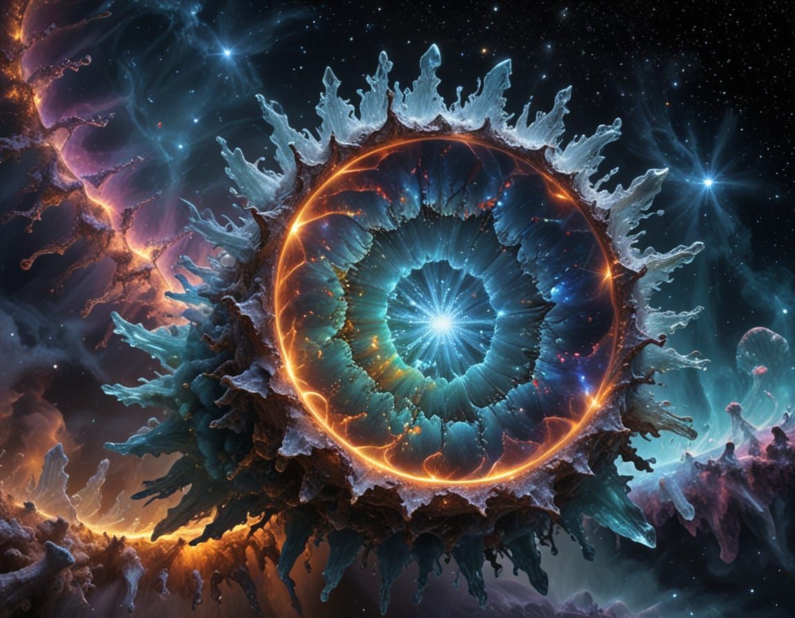 Surreal Quantum Fissures Shimmering with Bioluminescence