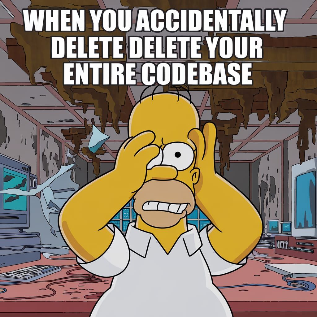 Homer Simpson Realizes Codebase Catastrophe in Meme