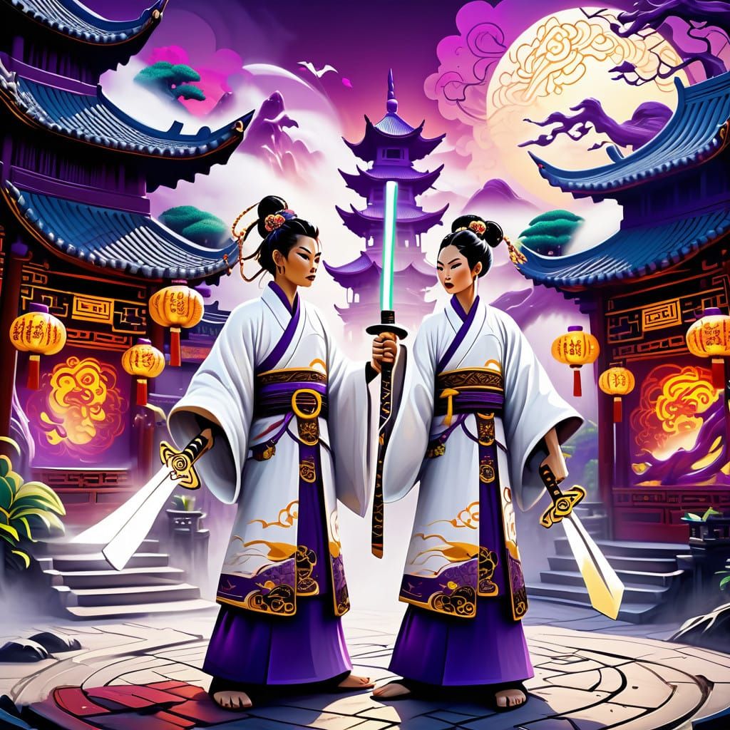 Elegant Warriors in Traditional Chinese Harmony