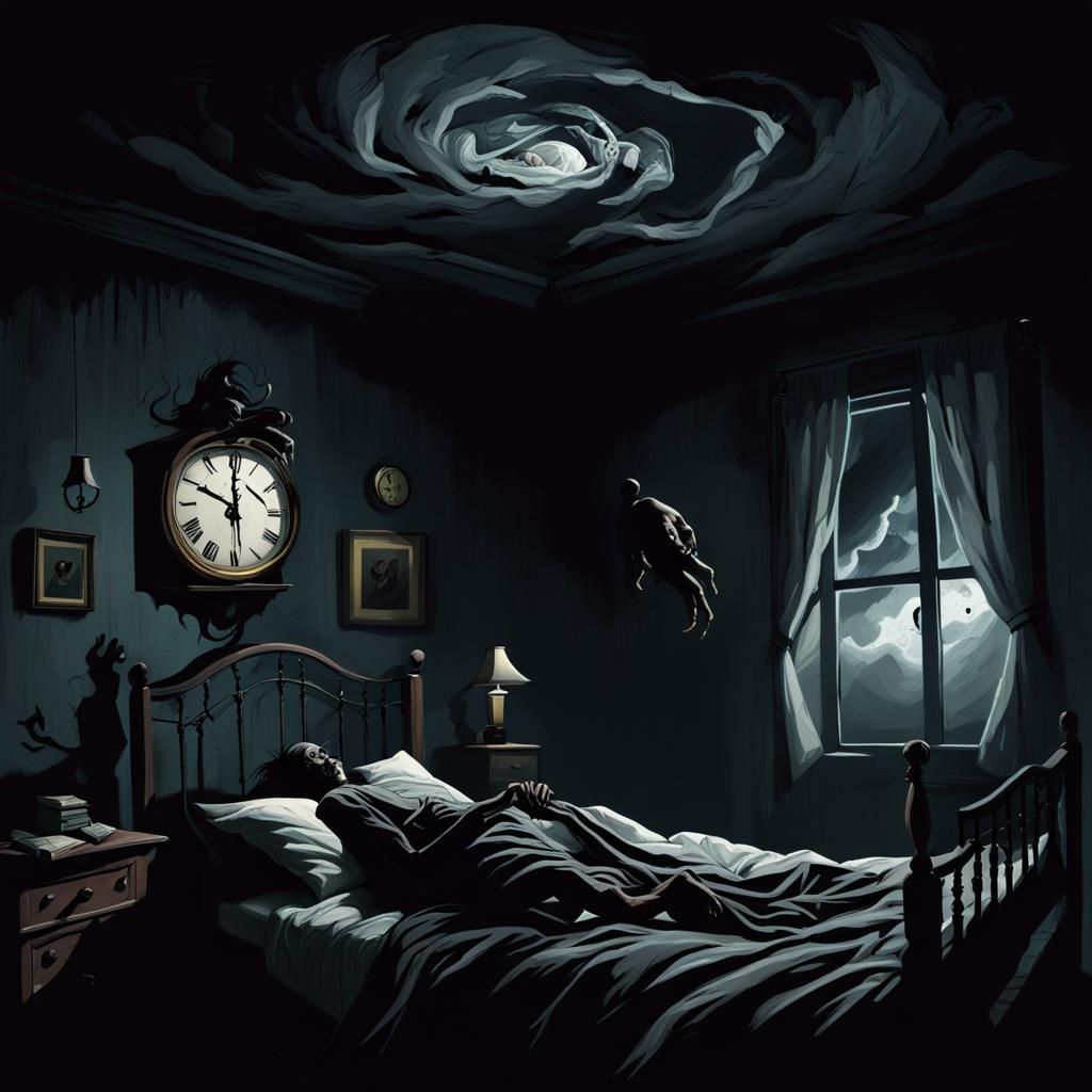 Terrified Person Haunted by Shadows in Graffiti Art Style