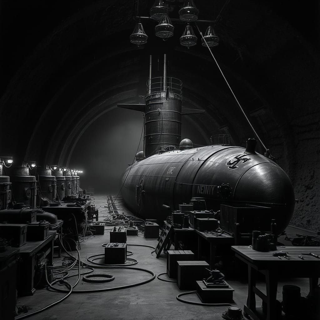 WWII Submarine Emerges in Underground Naval Facility