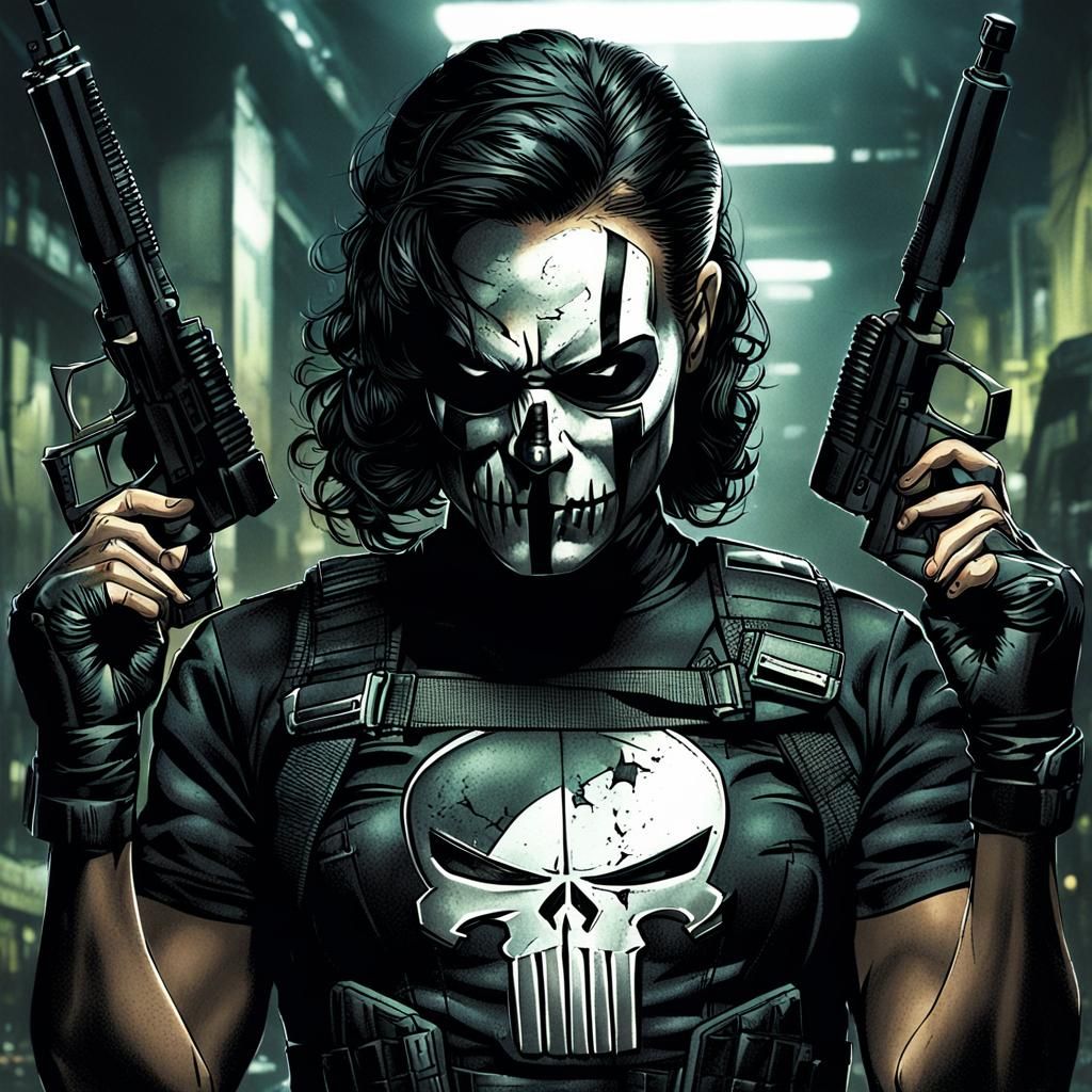 Lady Punisher: Vigilante in Dark Comic Style
