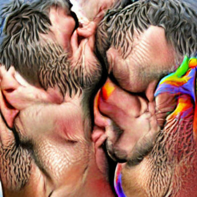 Affectionate Kiss Between Two Men