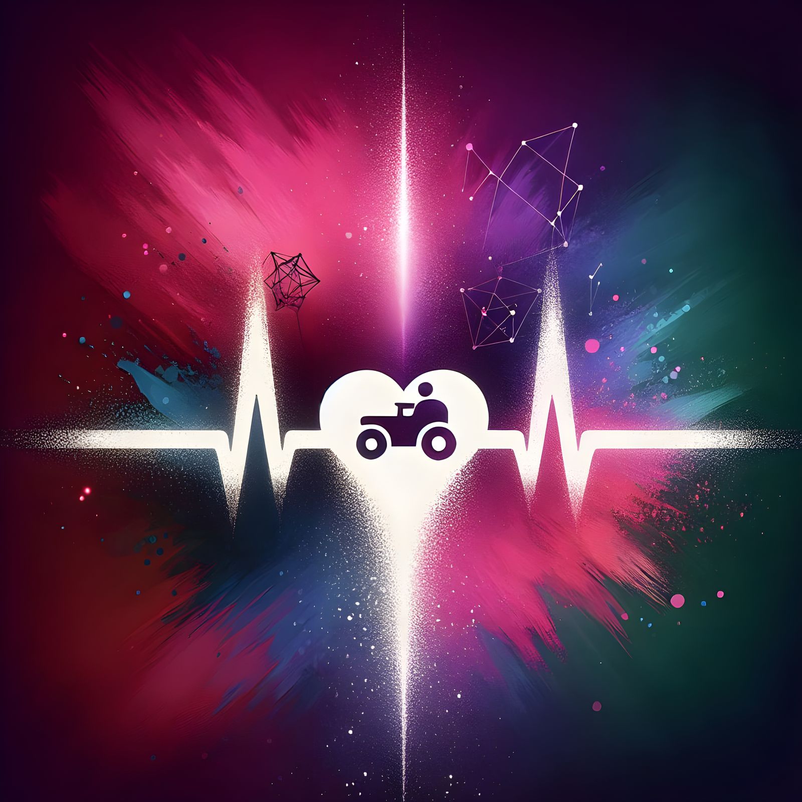 Minimalistic Heartbeat Line Concept Art with White Tractor S...