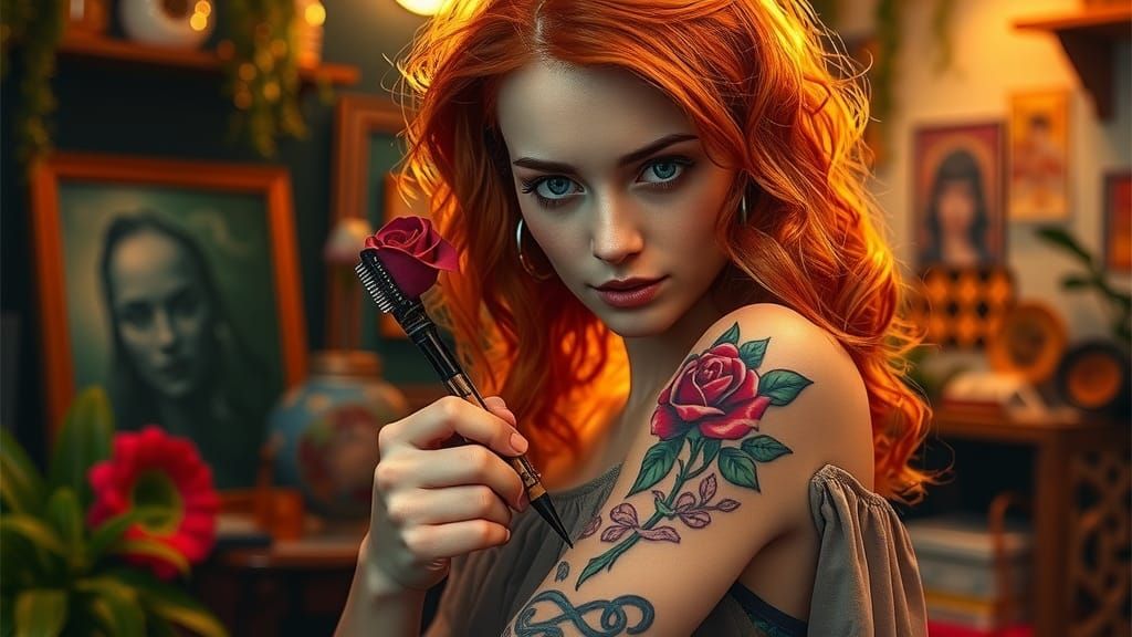 Bohemian Tattoo Artist in 1970s Studio, Graffiti Art