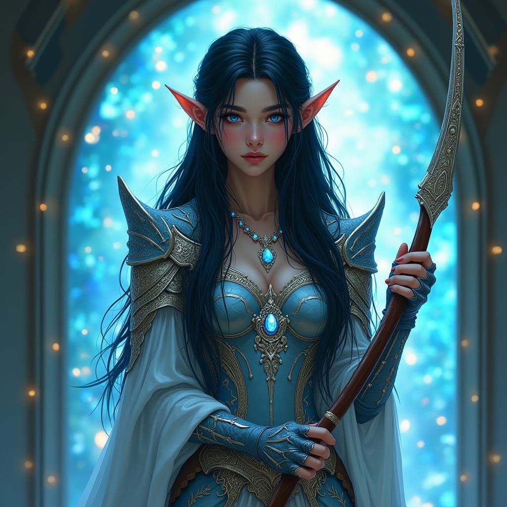 Ethereal Elf Maiden in Opal Armor