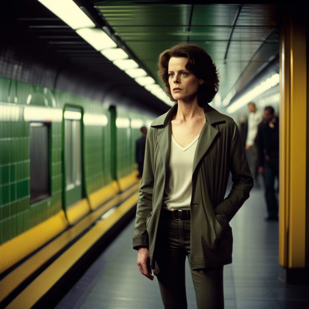 Sigourney Weaver as Ripley on Paris Subway