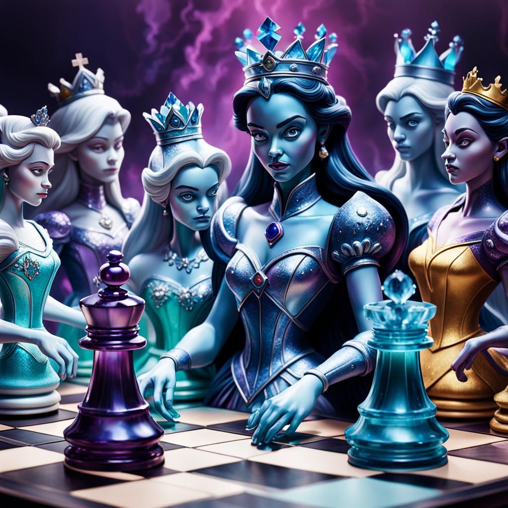 Crystalline Disney Chess Set: Queens vs Princesses