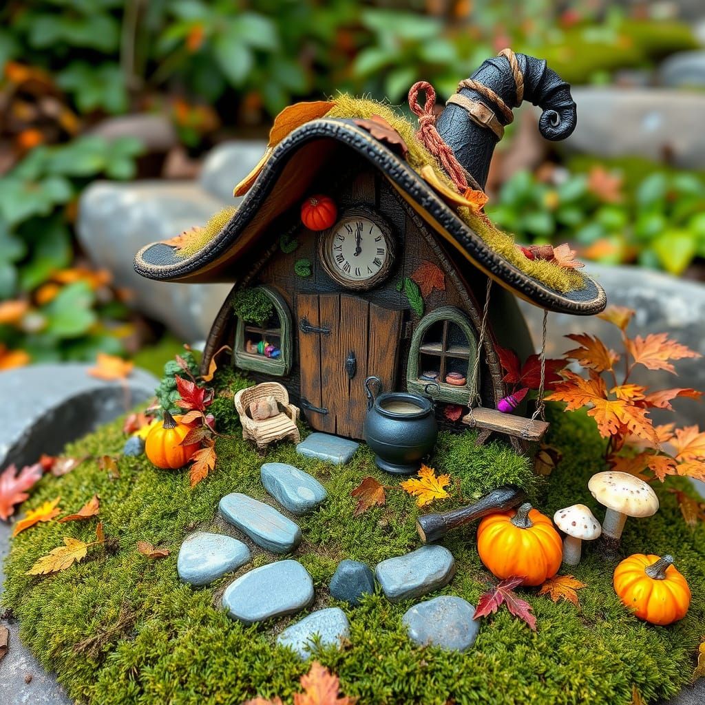 Enchanting Fairy House in a Witch Hat Garden
