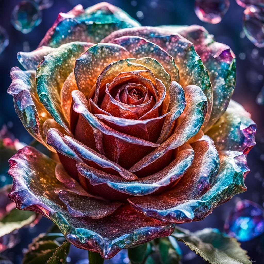 Translucent Crystal Rose with Prismatic Detail