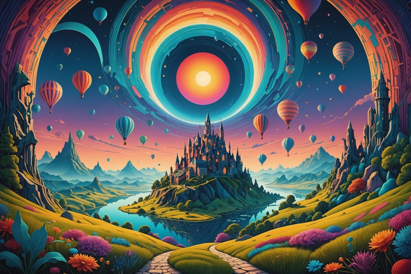 Surreal Optical Illusion Landscape in Digital Art