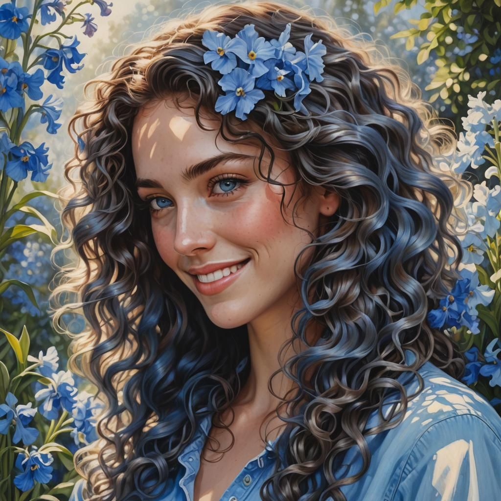 Hyperrealistic Portrait of a Smiling Young Woman