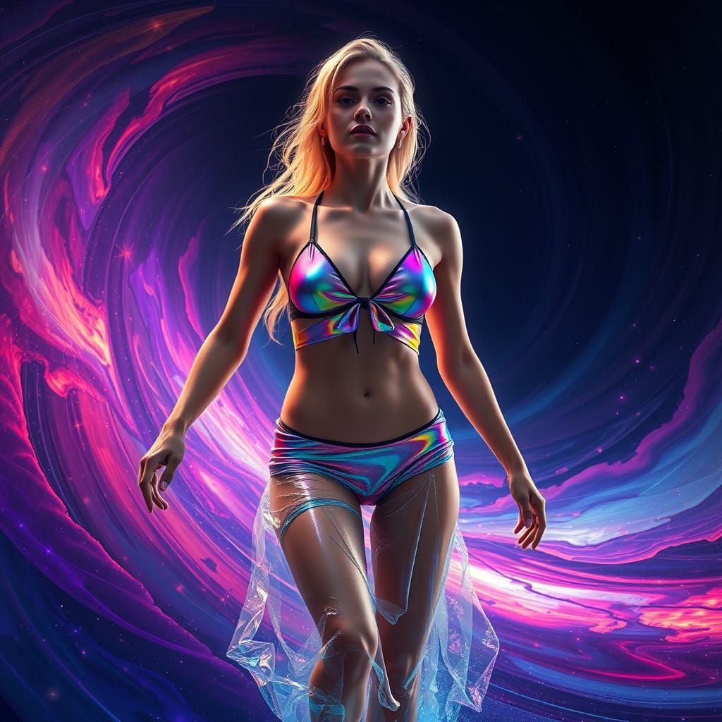 Interstellar Woman in Iridescent Microkini