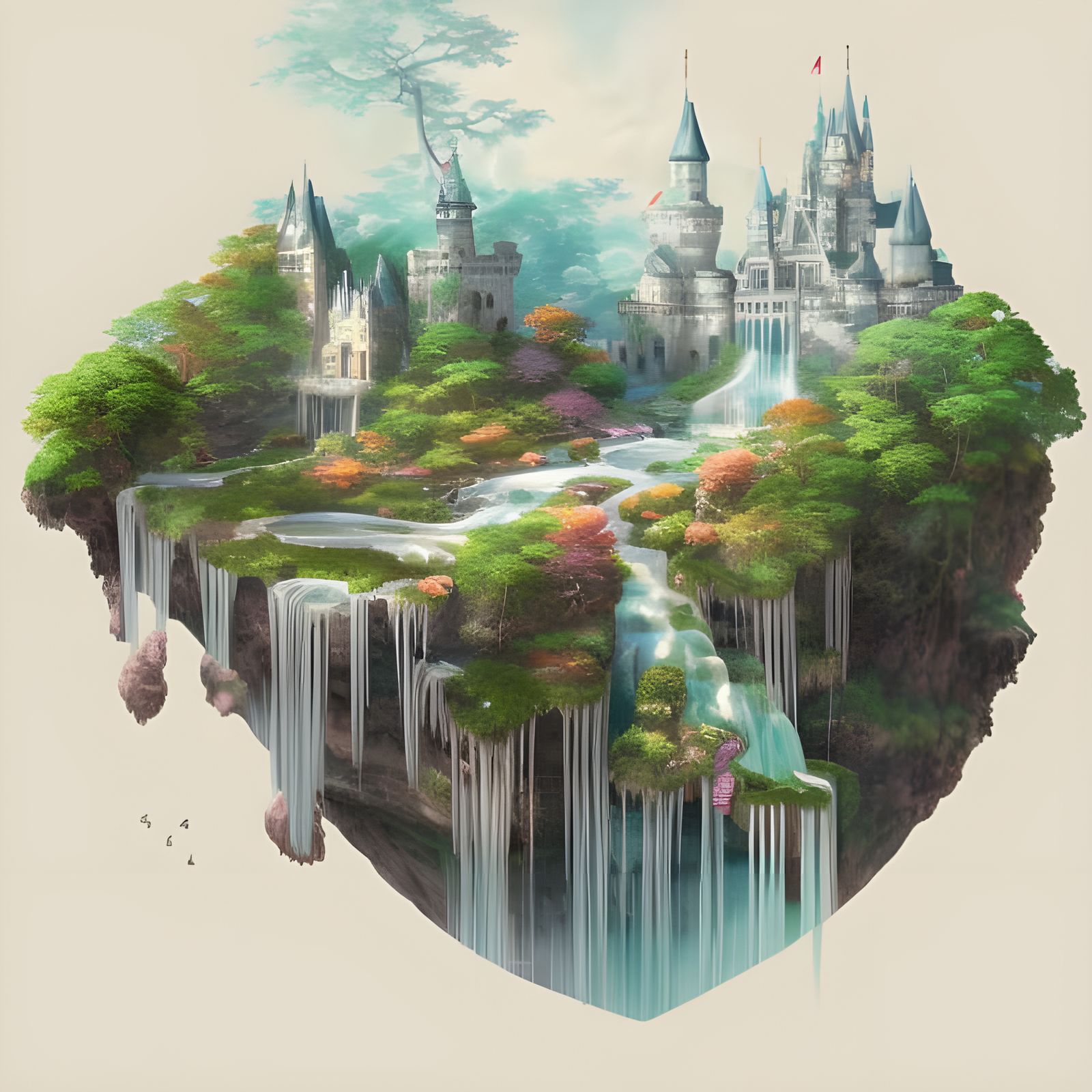 Epic Castle Inside Oyster Pearl: Digital Illustration
