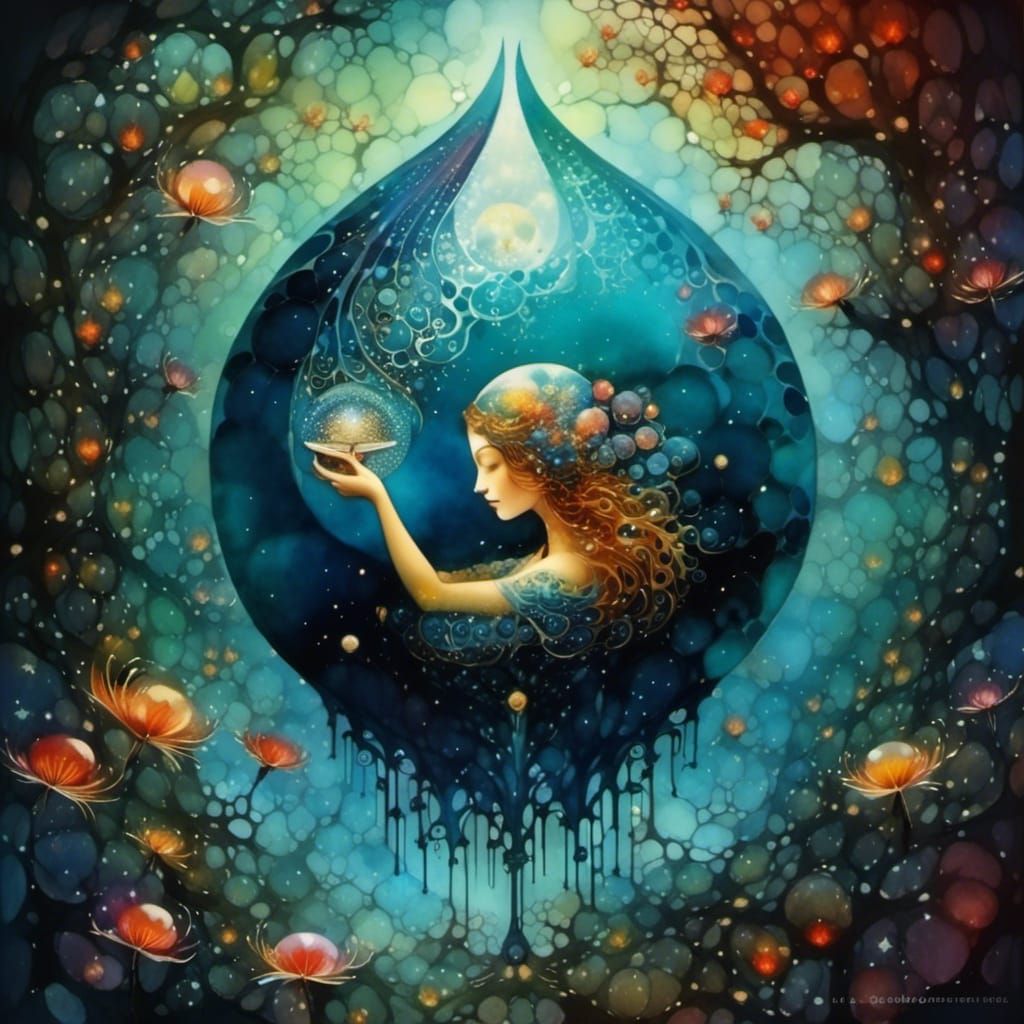 Draco and Hermione's Secret Embrace in Watercolor Ink