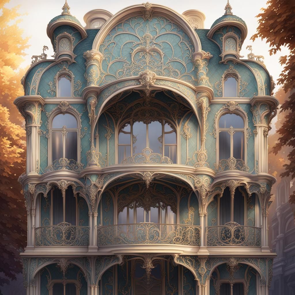 Art Nouveau Rococo Architecture with Dynamic Lighting