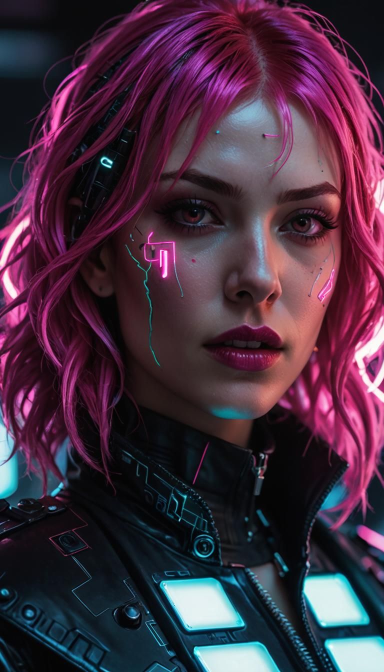 Cyberpunk Pink Woman