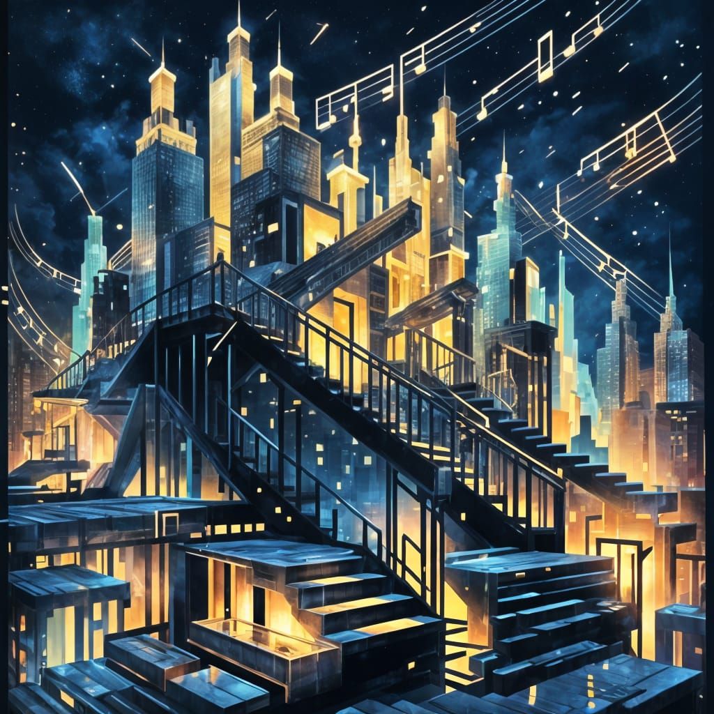 Harmonic Cityscape: A Symphony in 3D Anime Art