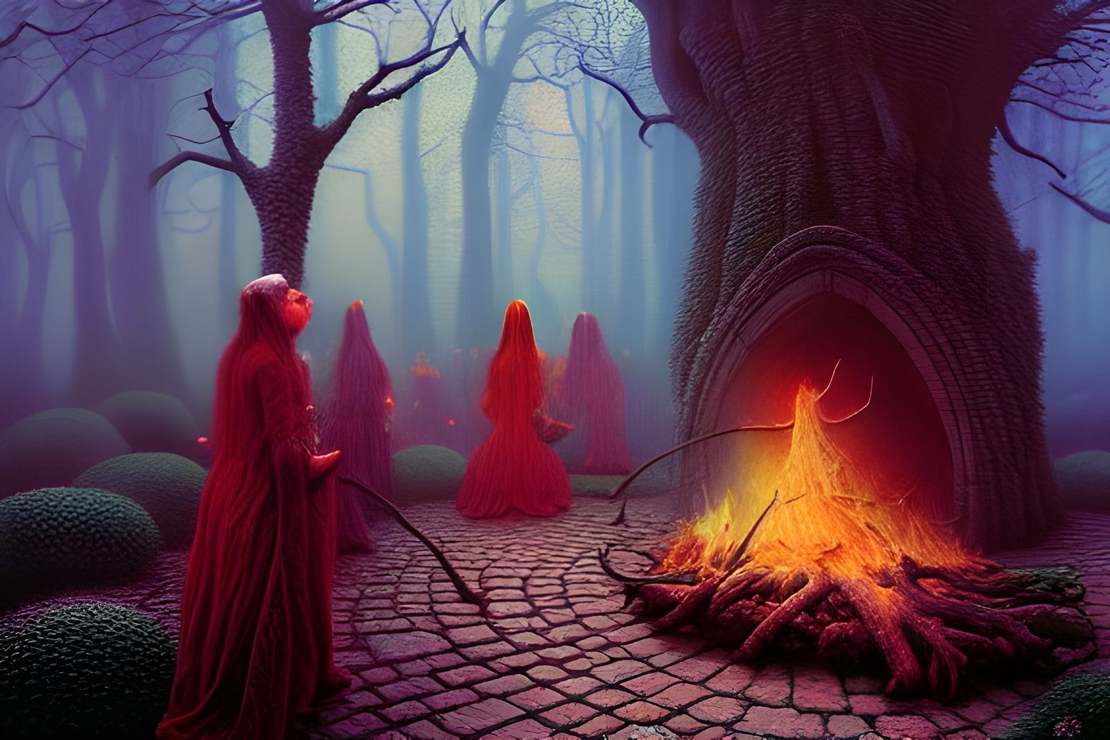 Witches' Coven Dancing: A Hyperrealistic Fantasy