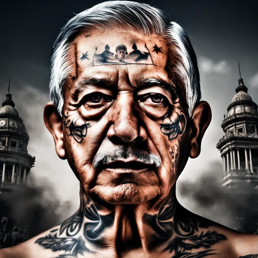 Hyperrealistic War Character with Facial Tattoos