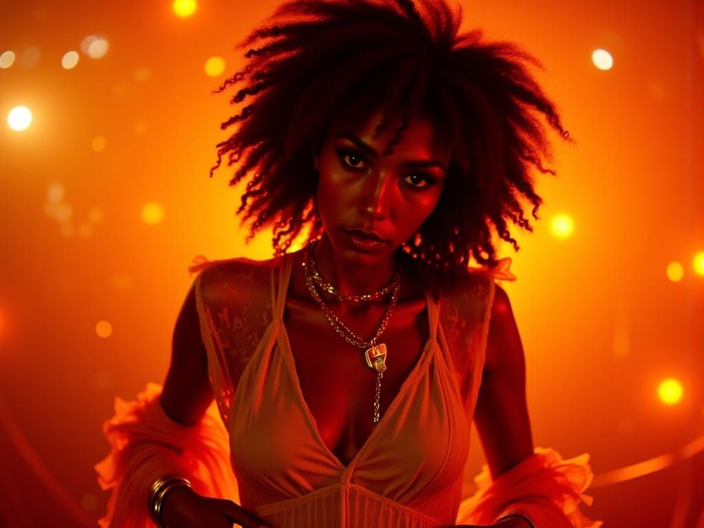 Dichen Lachman and Jhene Aiko Fusion in Dark Oil Paint Style