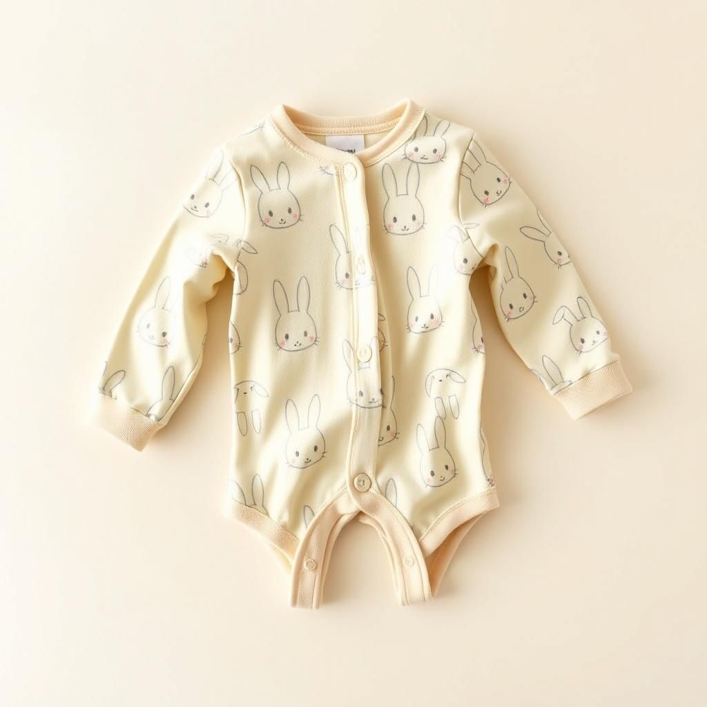 Minimalist Bunny Onesie Design in Beige