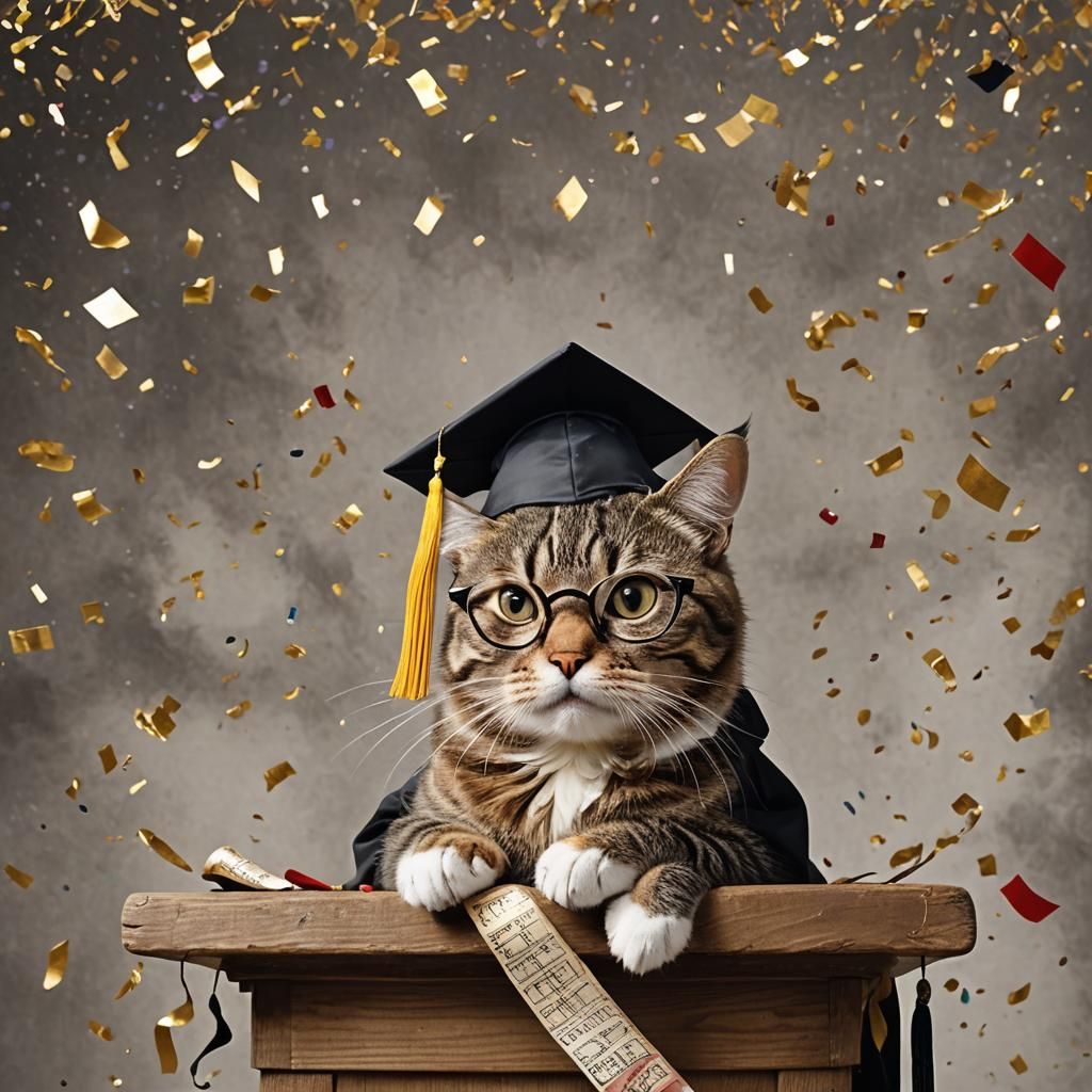 Wise Tabby Cat Orating in a 3D Rendered Style