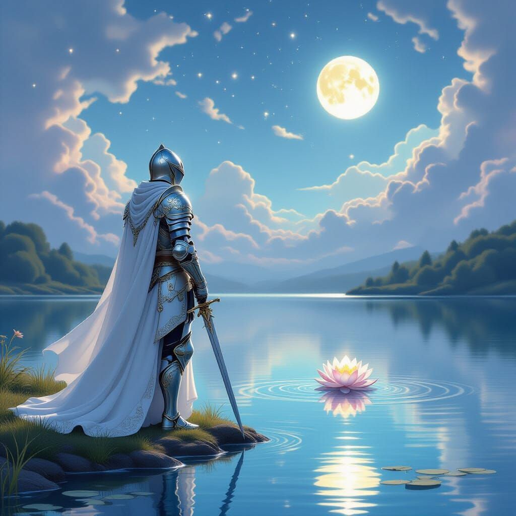 Knight's Reflection: Nebulae Sky Over Crystal Lake