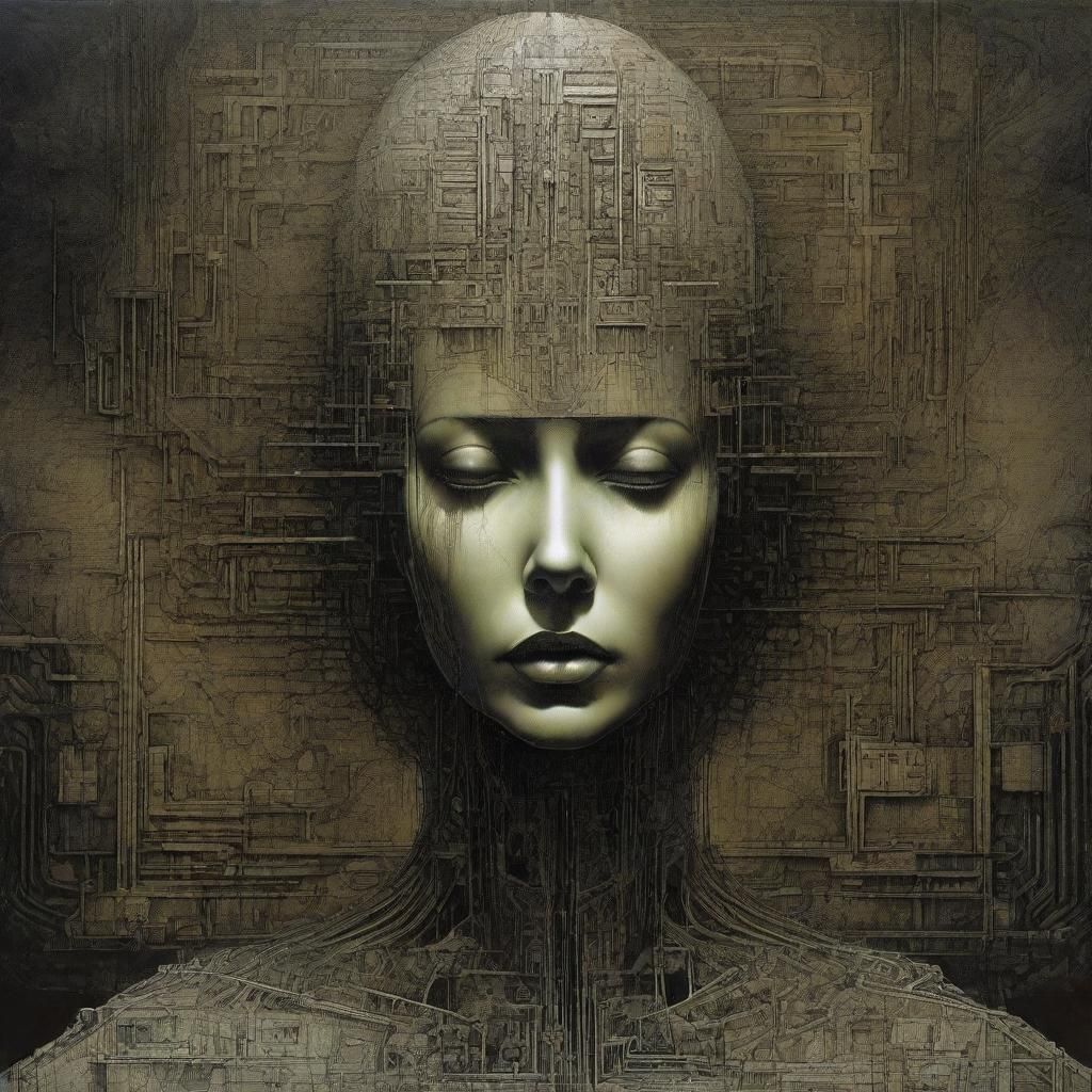 Sci-Fi Woman in Geometric Abstract Art Style