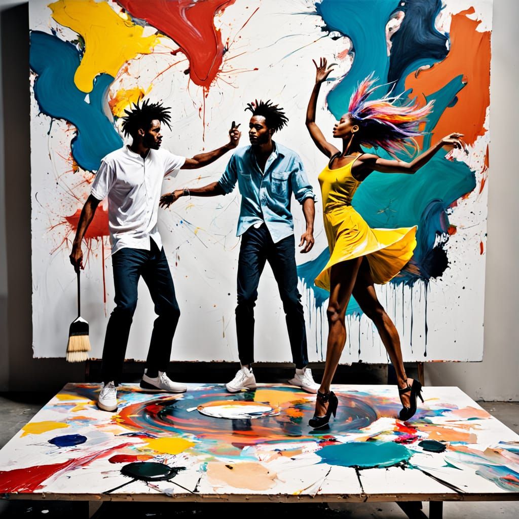 Abstract Expressionist Masterpiece: Whimsical Dance of Color