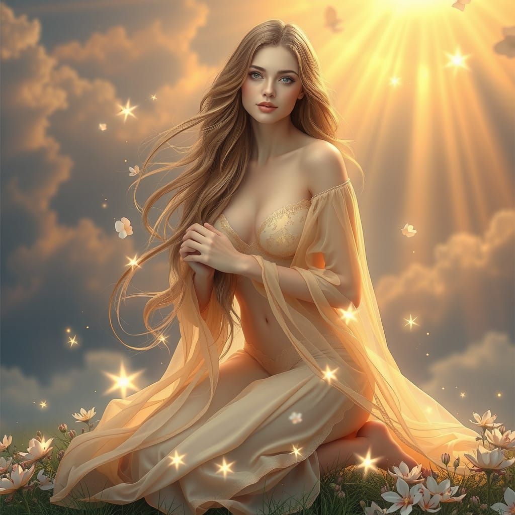 Ethereal Goddess in Celestial Glow