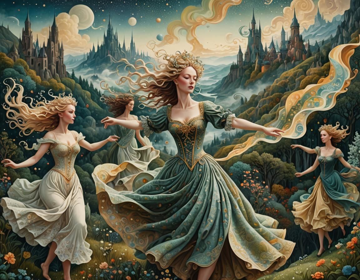 Ethereal Entities Dance in a Pointillism Dreamscape