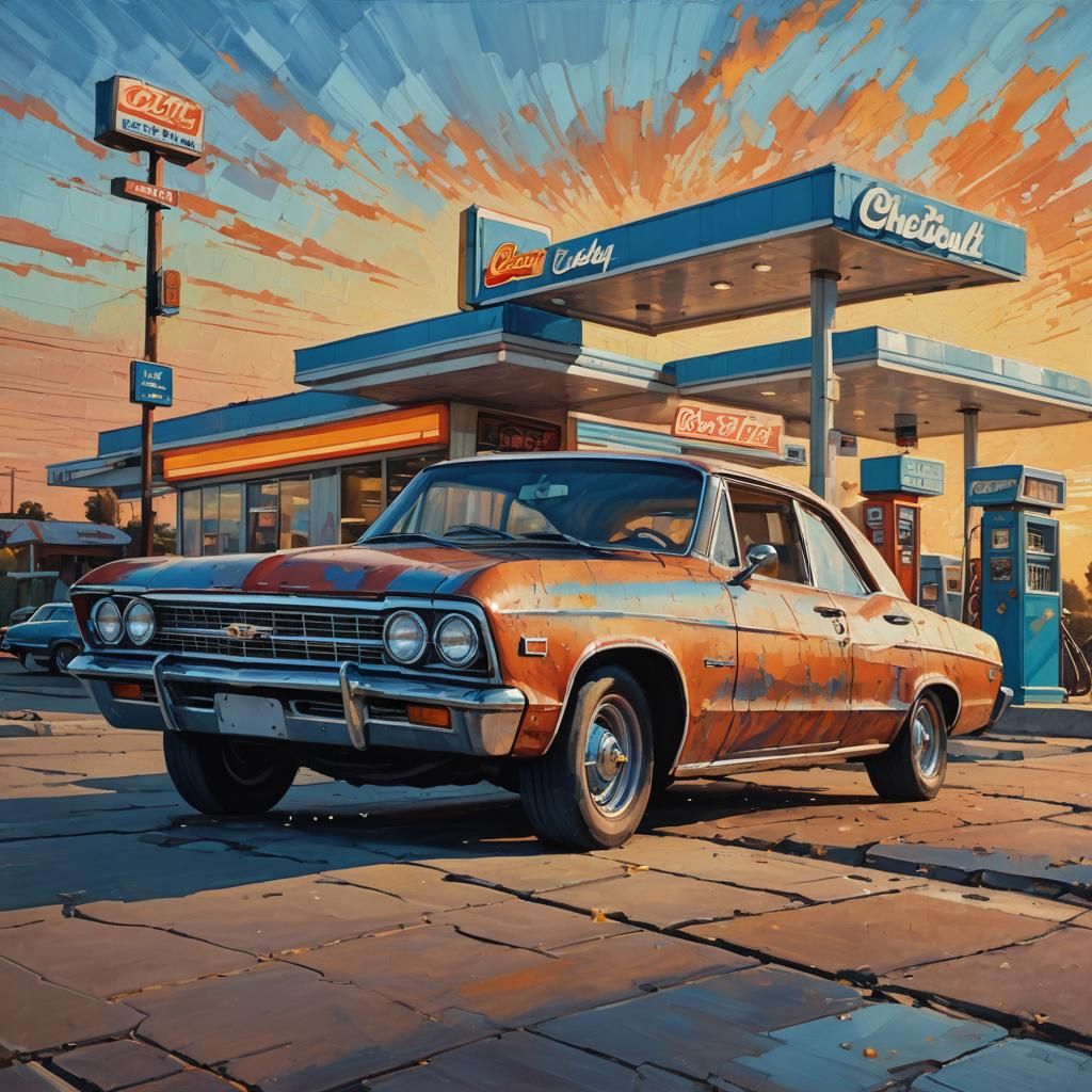 1967 Chevy Bel-Air: Neo-Impressionist Oil Painting