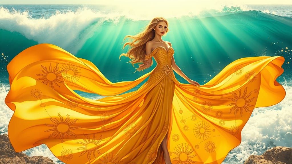 Golden Goddess in Art Nouveau Style