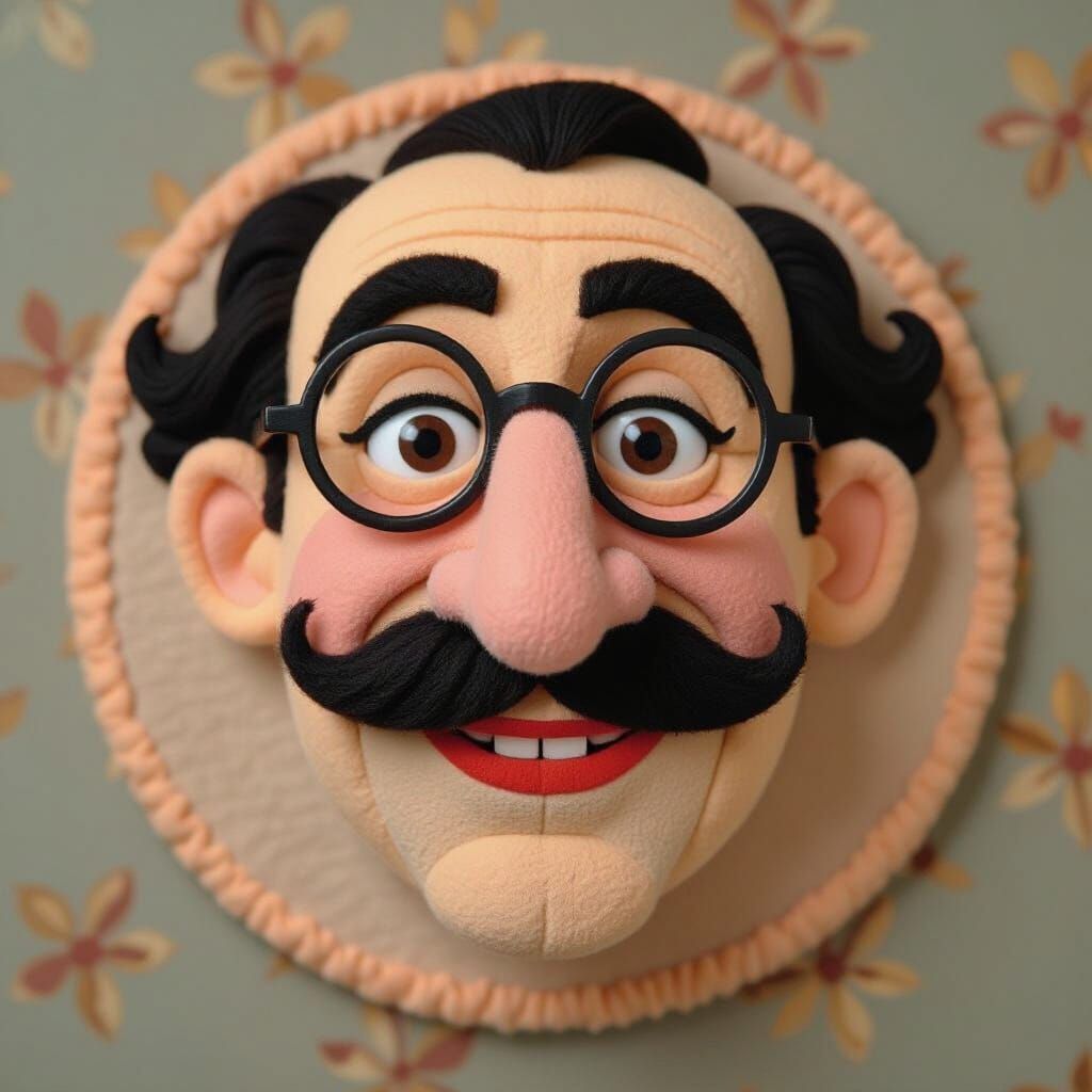 Groucho Marx Felt Face in Cartoon Style