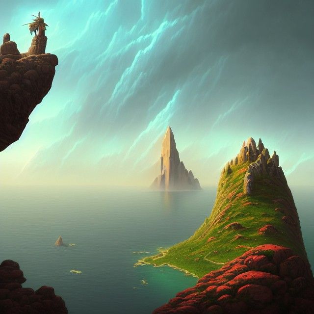 Afrofuturist City on Ancient Cliff with Portal