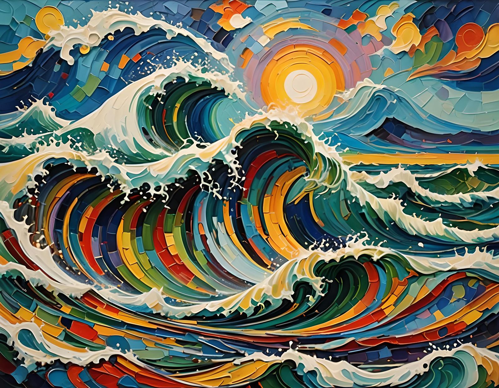 Big Ocean Wave, Palette Knife Style