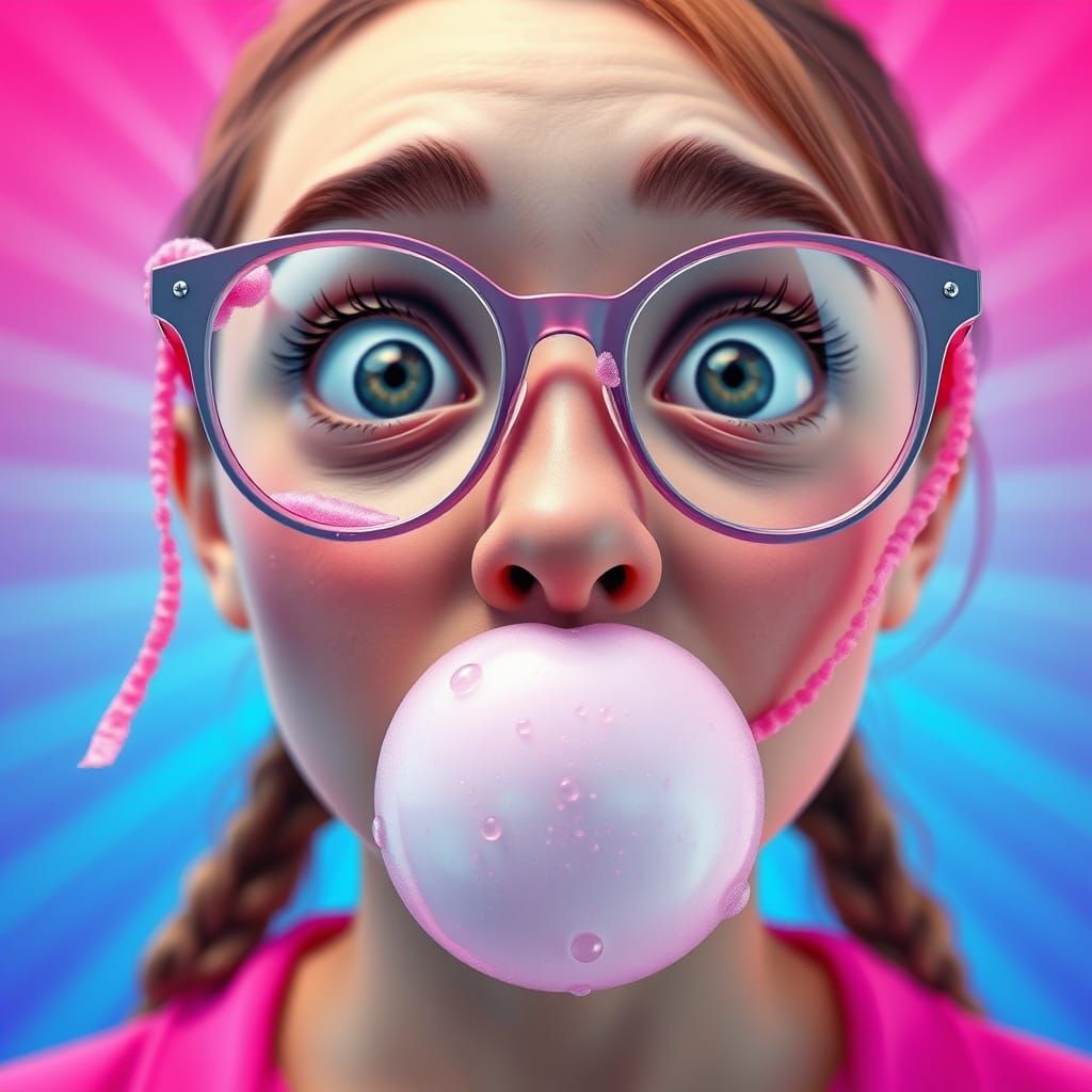 Young Lady's Surprised Face in Hyper-Realistic 3D