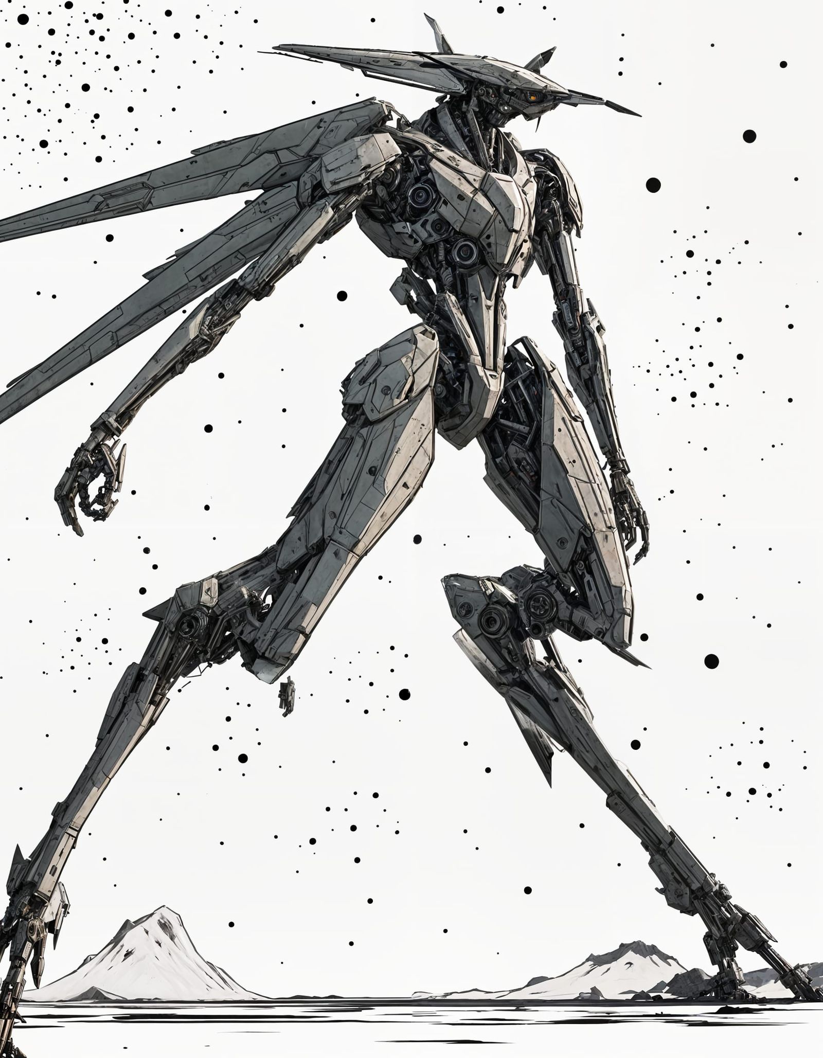 Desolate Moonscape with Starry Sky