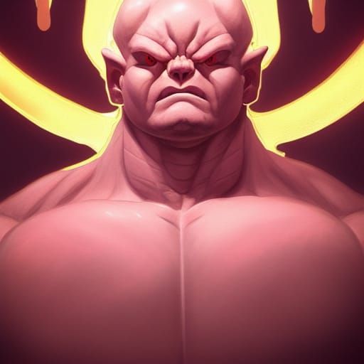 Majin Buu Portrait in Hyperdetailed Style