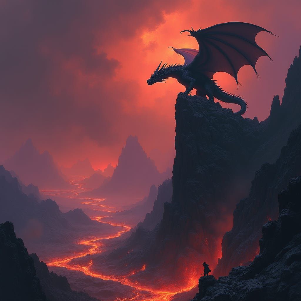 Fearsome Dragon Over Fiery Shadow Realm