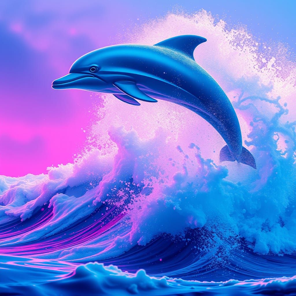 Holographic Fantasy Landscape in Cyberpunk Style