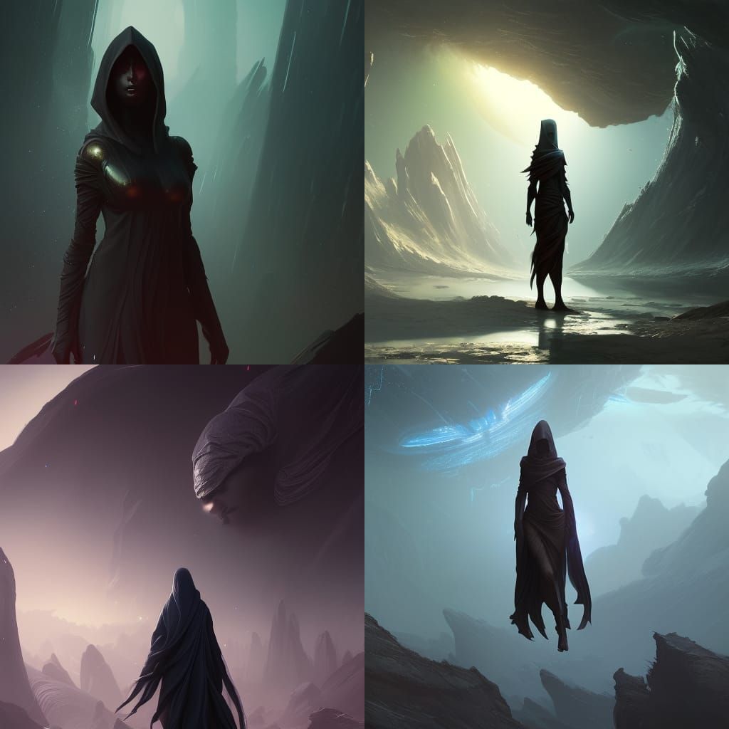Cloaked Alien Woman on a New Planet