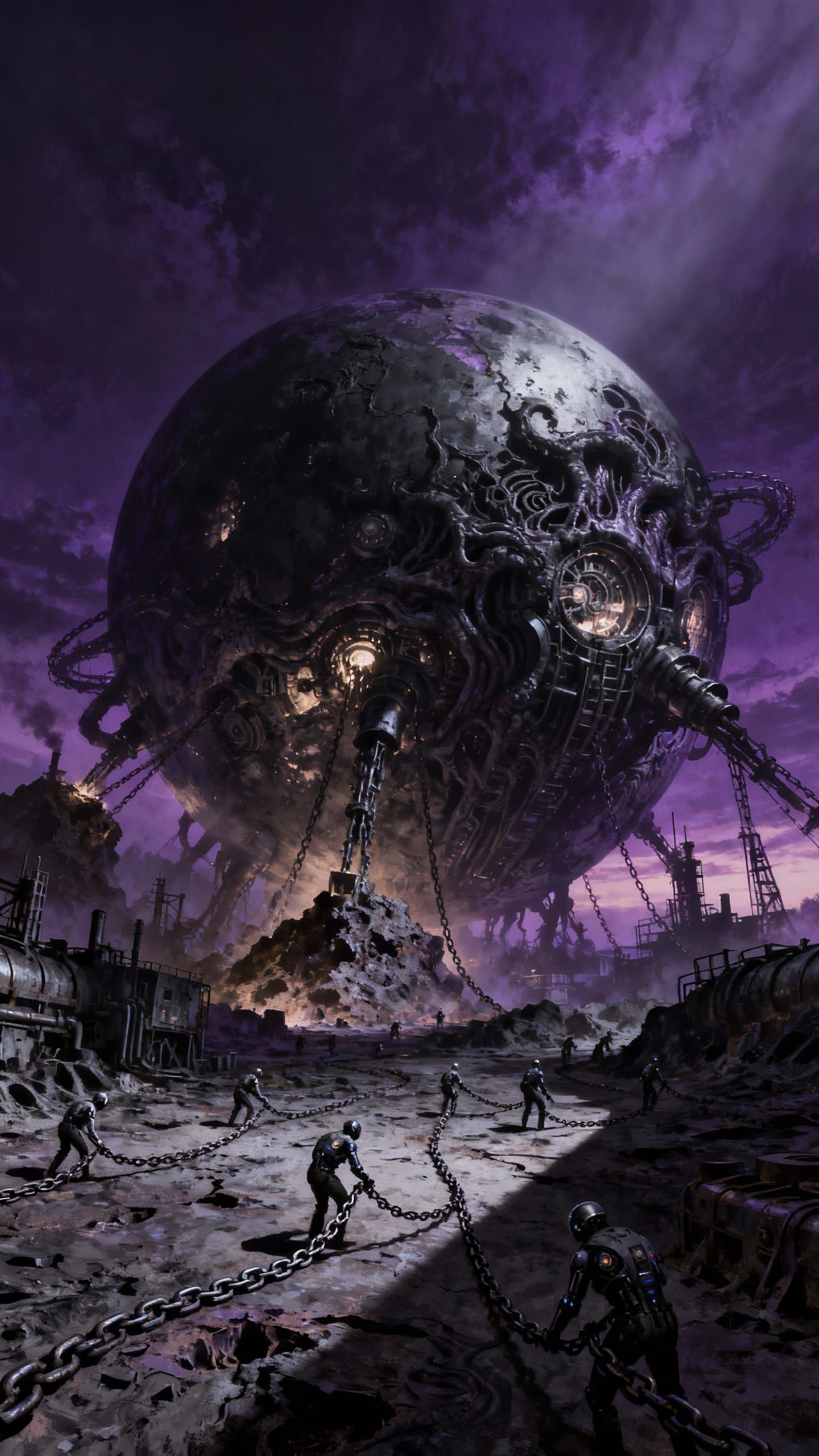 Gothic Futuristic Planet with Bio-Mechanic Mining Structures