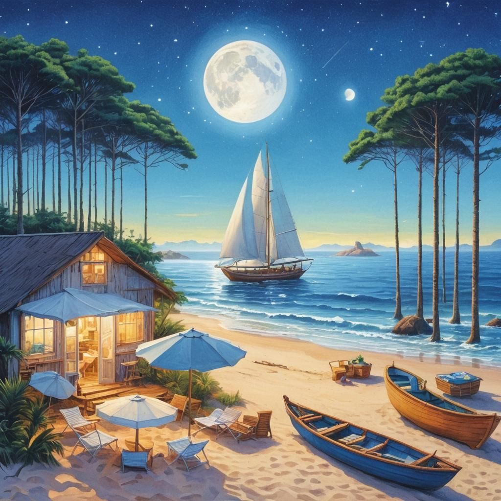 Unusual Beach with Paraná Pine Trees