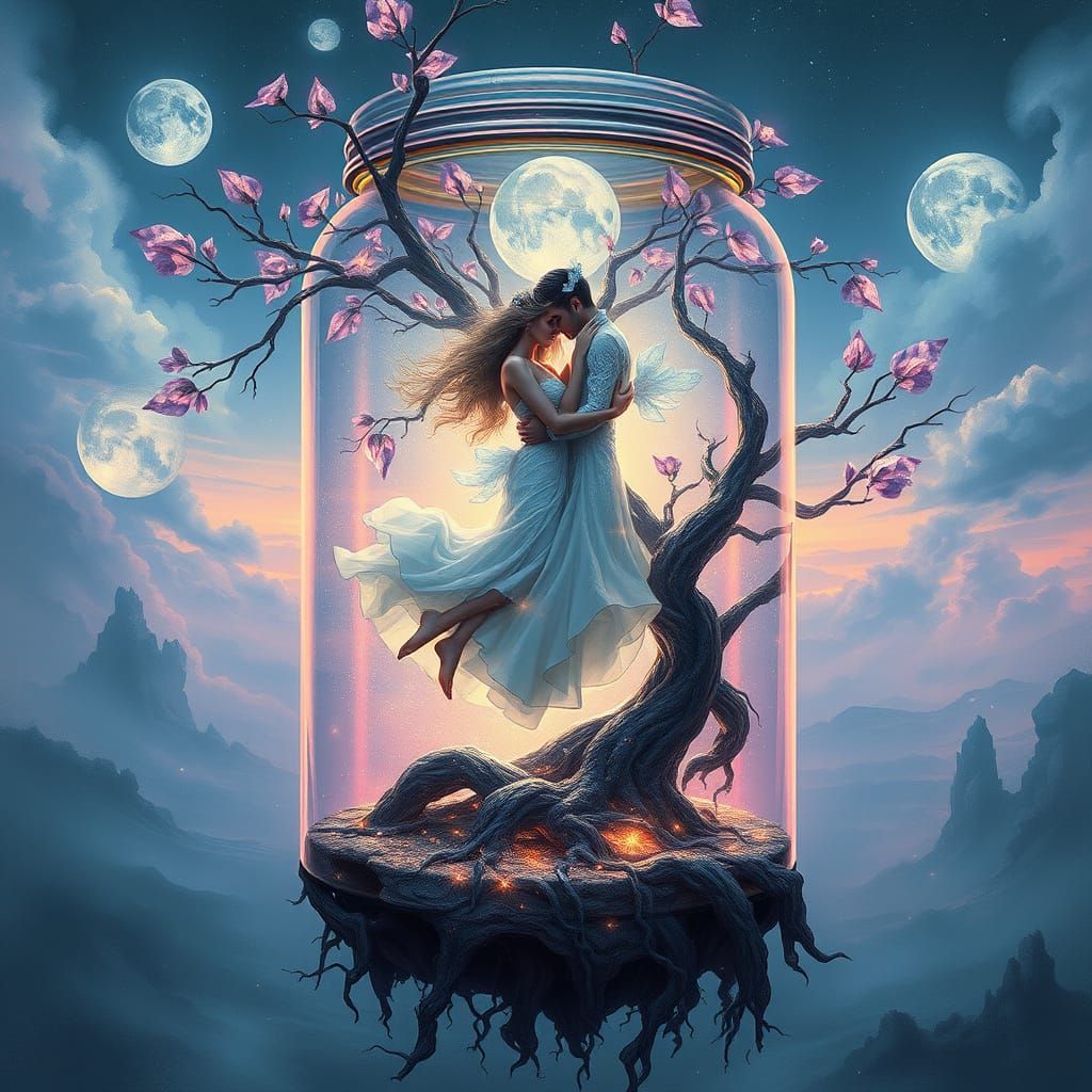 Eternal Embrace in Dream Jar: Biotech Surrealism