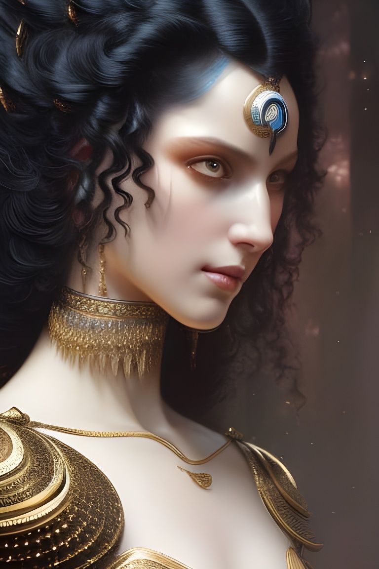 Epic Female Knight in Gold Armor: Digital Matte Painting